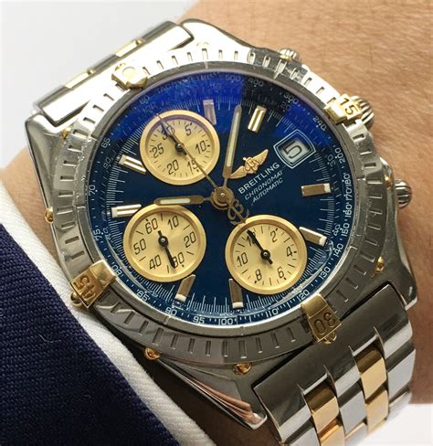 breitling vintage chronograph gold|Breitling chronomat gold steel.